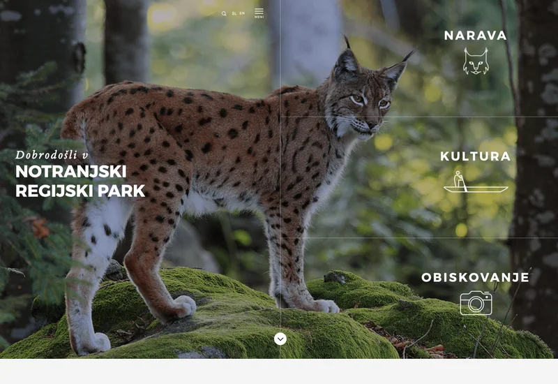 Notranjska Regional Park, Homepage hero